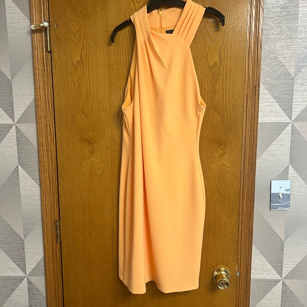 RACHEL Rachel Roy Orange Halter Backless Sheath Dress
